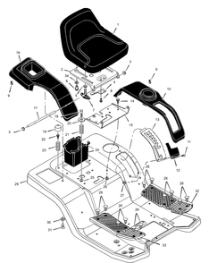 Rear Body Diagram and Parts List for 425605X692A 2001 Briggs and Stratton Lawn Tractor